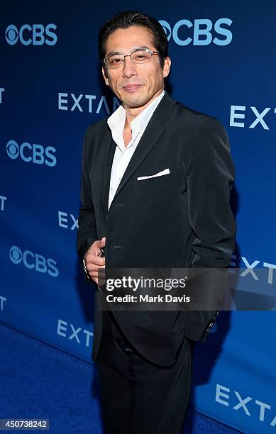 Actor Hiroyuki Sanada attends Premiere Of CBS Television Studios & Amblin Television's "Extant" at California Science Center on June 16, 2014 in Los...