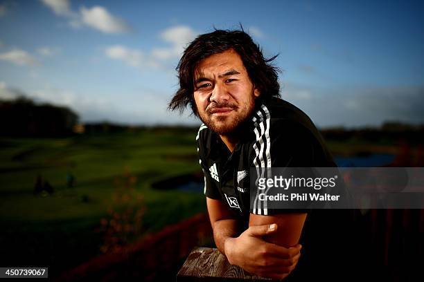 Steven Luatua of the All Blacks poses for a portrait at the Castleknock Golf Club following a New Zealand All Blacks training session on November 20,...