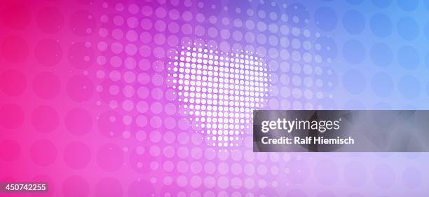 spotted heart against a pink and blue gradient background - colourful background studio stock illustrations