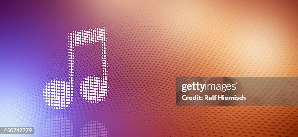 spotted musical note against a multi-colored gradient background - 3d music notes stock illustrations