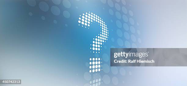 spotted question mark against a background of blue and grey light - the unknown quantity stock-grafiken, -clipart, -cartoons und -symbole