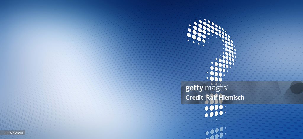 Spotted question mark against a blue and white gradient background