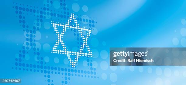 star of david made from dots, reflected against abstract background - judenstern stock-grafiken, -clipart, -cartoons und -symbole