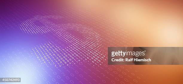 dollar sign made from binary numbers reflected on color gradient surface - business inspiration stock illustrations