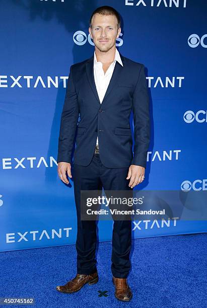 Actor Charlie Bewley attends the Los Angeles premiere of "Extant" at Samuel Oschin Space Shuttle Endeavour Display Pavilion on June 16, 2014 in Los...