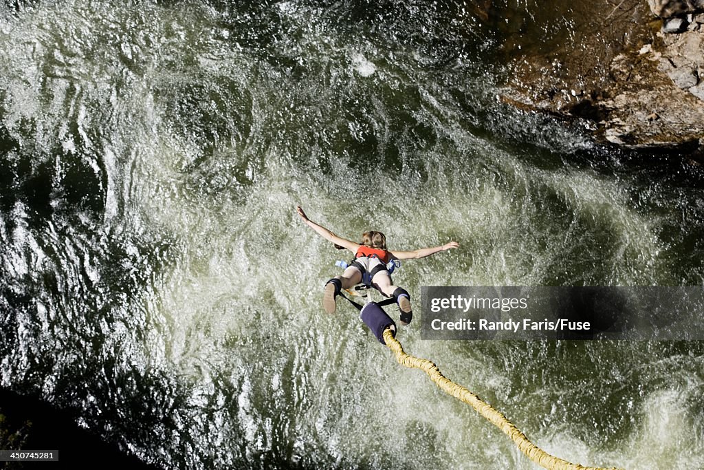 Woman Bungee Jumping