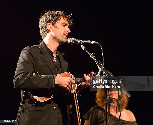 Singer-songwriters Andrew Bird and Tift Merritt perform in concert at the Paramount Theatre on June 16, 2014 in Austin, Texas.