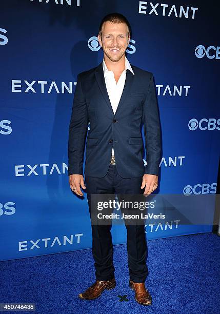 Actor Charlie Bewley attends the premiere of "Extant" at California Science Center on June 16, 2014 in Los Angeles, California.