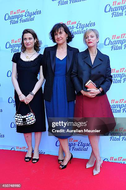 Emmanuelle Devos, Anne Le Ny and Karin Viard attend the On A Failli Etre Amies Paris Premiere during Day 6 of the Champs Elysees Film Festival on...