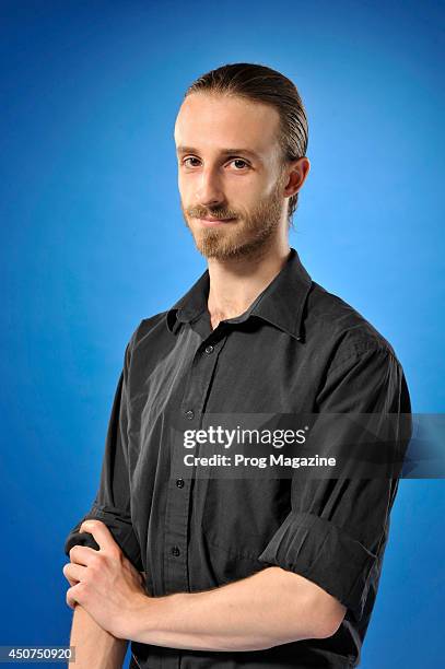 Portrait of drummer James Stewart of English progressive rock group Maschine, photographed in London, on July 15, 2013.