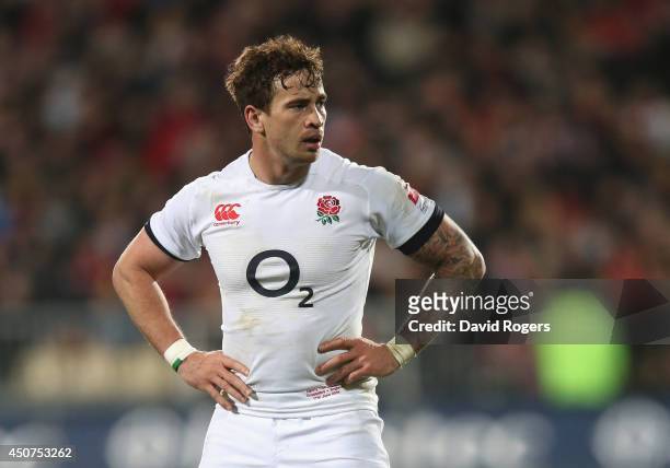Danny Cipriani of England looks on during the match between the Crusaders and England at the AMI Stadium on June 17, 2014 in Christchurch, New...