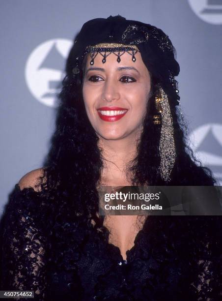 Singer Ofra Haza attends the 35th Annual Grammy Awards on February 24, 1993 at the Shrine Auditorium in Los Angeles, California.