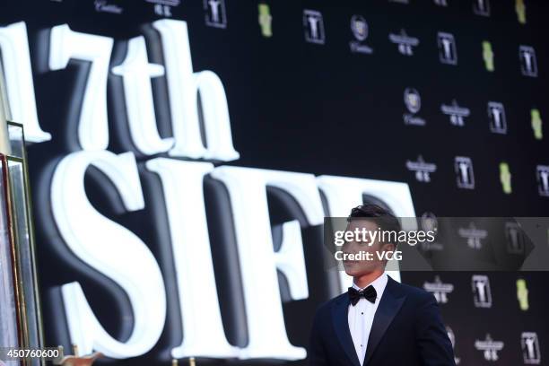 South Korea singer and actor Rain walks the red carpet at the 17th Shanghai International Film Festival on June 14, 2014 in Shanghai, China.