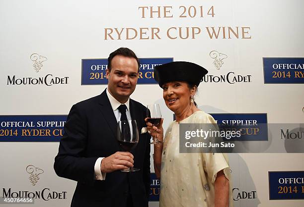 Anthony Gourmel, Representative Director Asia of Baron Philippe de Rothschild SA and Francoise Morechand attend the launch party for Mouton Cadet...