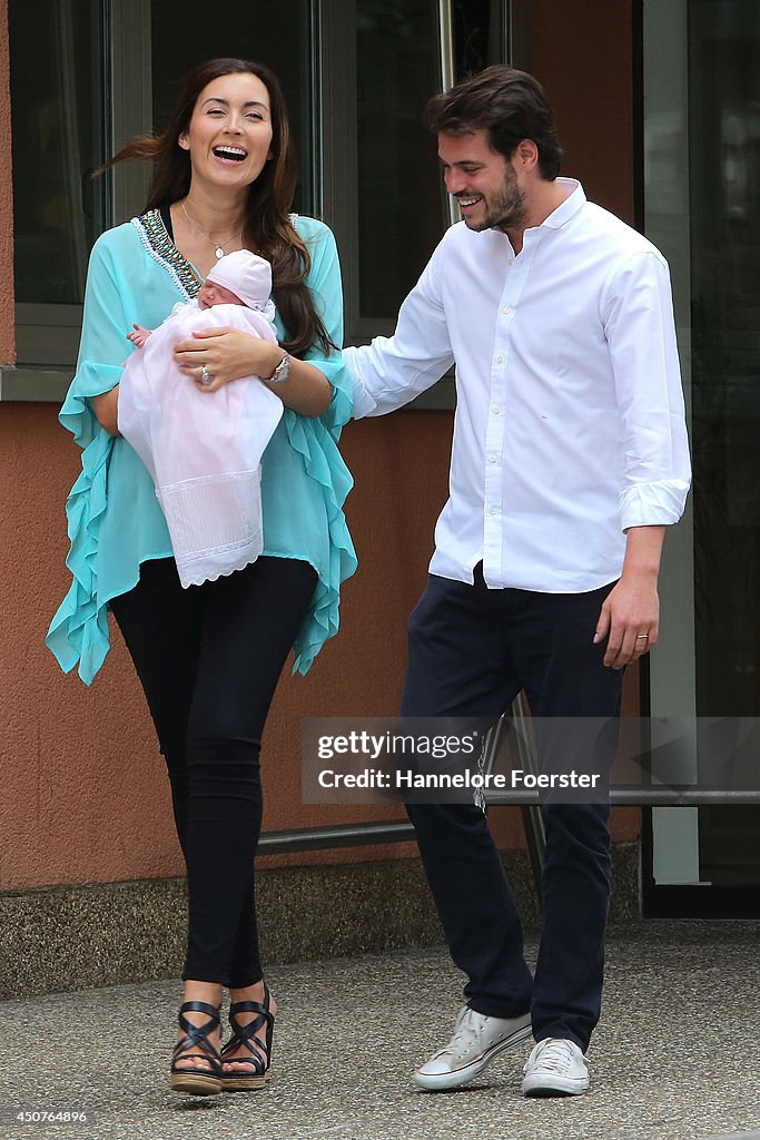 Prince Felix Of Luxembourg And Princess Claire of Luxembourg Present Their Daughter Princess Amalia, Gabriela, Maria Teresa