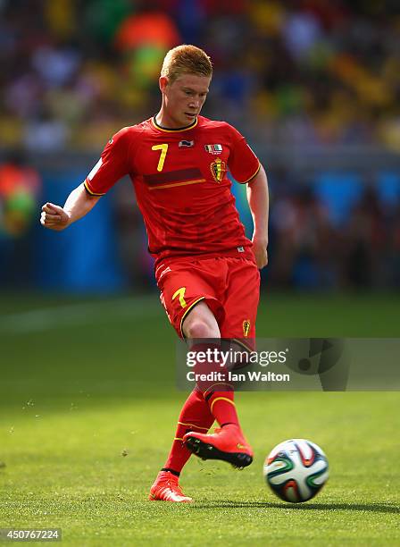 Kevin De Bruyne of Belgium controls the ball during the 2014 FIFA World Cup Brazil Group H match between Belgium and Algeria at Estadio Mineirao on...