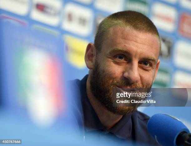 Daniele De Rossi of Italy reacts during press conference on June 17, 2014 in Rio de Janeiro, Brazil.