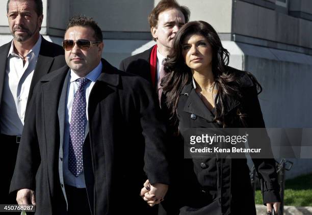 Teresa Giudice and her husband Giuseppe 'Joe' Giudice leave Newark federal court on November 20, 2013 in Newark, New Jersey. The two of the stars of...