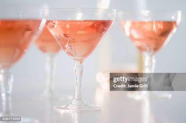 studio shot of rose champagne - champagne pyramid stock pictures, royalty-free photos & images