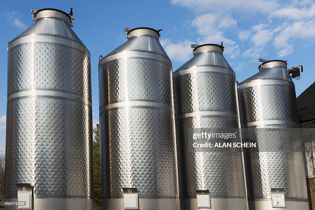 USA, New York State, New York City, Stainless silos