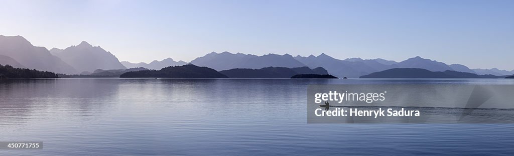 Argentina, San Carlos de Bariloche, View of lake and mountains
