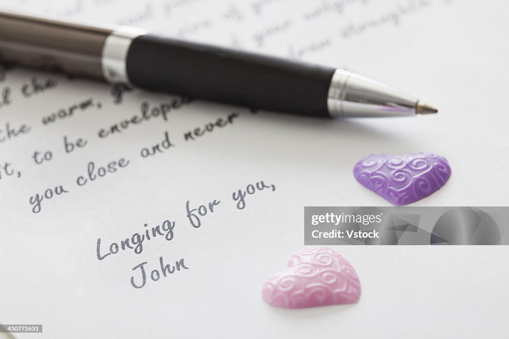 Close-up of love letter