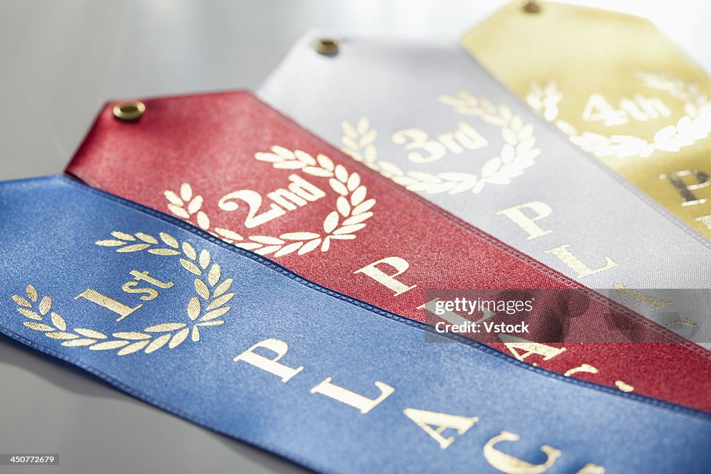 Colorful winning ribbons