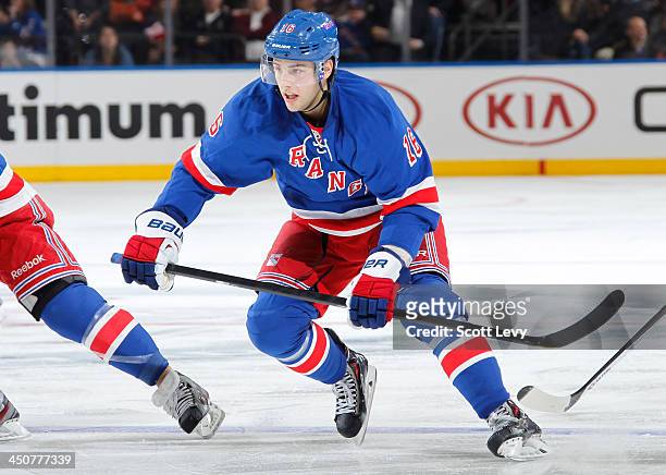 Derick Brassard of the New York Rangers skates against the Florida Panthers at Madison Square Garden on November 10, 2013 in New York City. The New...
