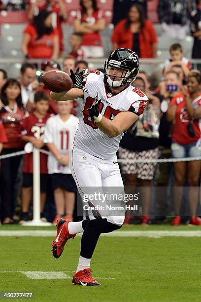 Chase Coffman of the Atlanta Falcons catches a pass during pregame against the Arizona Cardinals at University of Phoenix Stadium on October 27, 2013...
