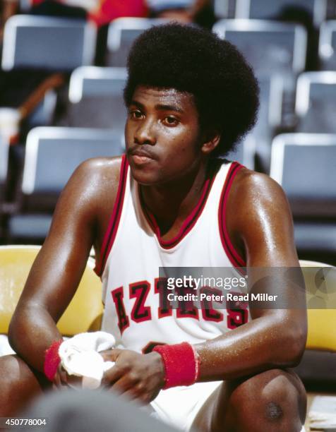 Closeup of San Diego State Tony Gwynn seated before start of game vs Grand Canyon University at San Diego Sports Arena. San Diego, CA 2/23/1980...