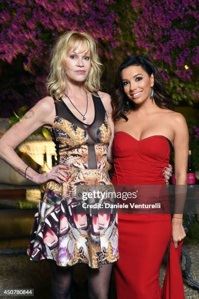 Eva Longoria and Melanie Griffith attend the Eva Longoria Foundation Dinner Gala during the 60th Taormina Film Fest at Hotel San Domenico on June 17,...