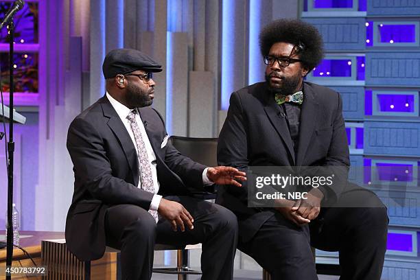 Episode 0077 -- Pictured: Tariq ?Black Thought? Trotter and Ahmir "Questlove" Thompson on June 17, 2014 --