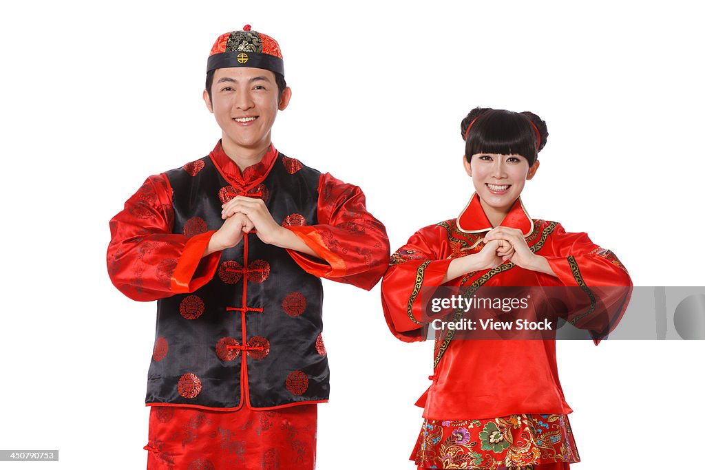 Young couple celebrating Chinese New Year