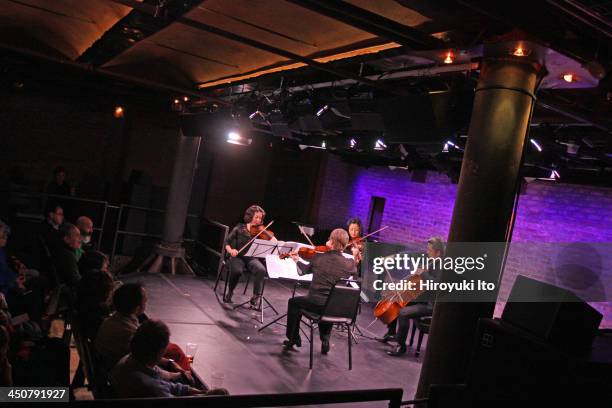Musicians from the New York Philharmonic performing the music of Esa-Pekka Salonen at SubCulture on Monday night, November 4, 2013.The concert is...