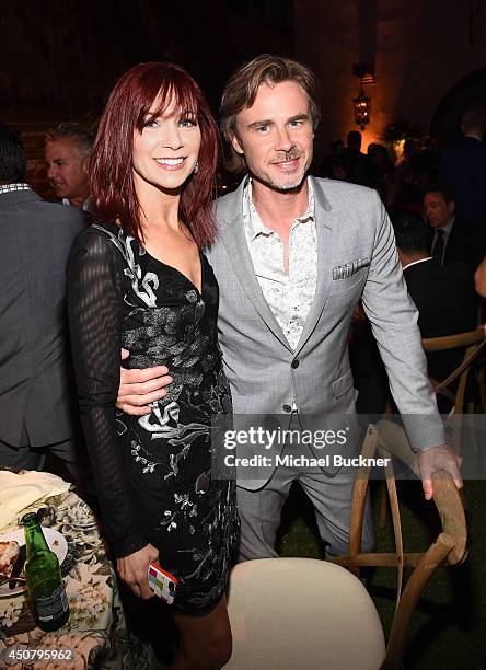 Actors Carrie Preston and Sam Trammell attend Premiere Of HBO's "True Blood" Season 7 And Final Season After Party on June 17, 2014 in Hollywood,...