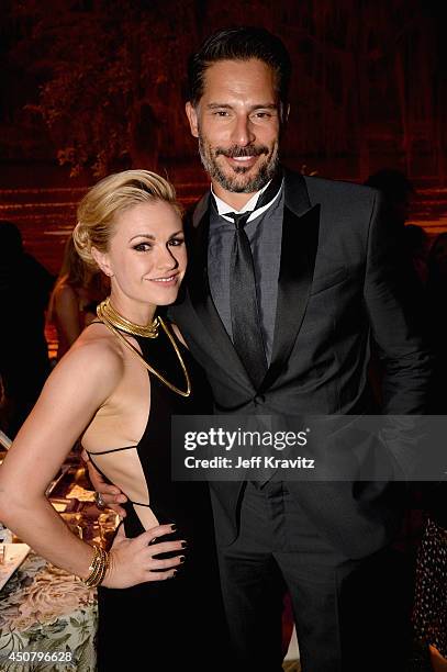 Actors Anna Paquin and Joe Manganiello attend HBO "True Blood" season 7 premiere after party at Hollywood Roosevelt Hotel on June 17, 2014 in...