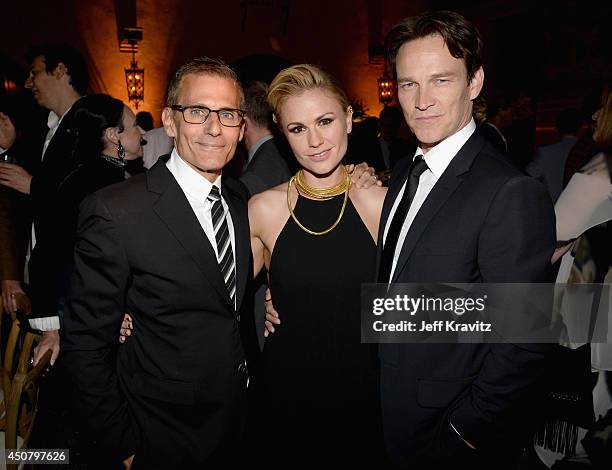 President of programming Michael Lombardo and actors Anna Paquin and Stephen Moyer attend HBO "True Blood" season 7 premiere after party at Hollywood...