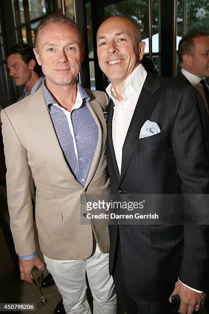 Gary Kemp and Dylan Jones attends the GQ and LC:M Party during the London Collections: Men SS15 on June 17, 2014 in London, England.