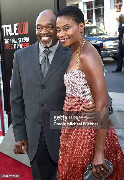 Actors Gregg Daniel and Adina Porter attend Premiere Of HBO's "True Blood" Season 7 And Final Season at TCL Chinese Theatre on June 17, 2014 in...
