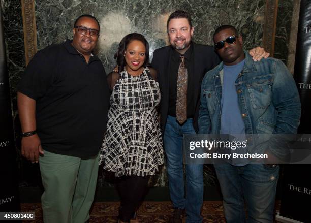 Percy Bady, Kierra Sheard, John J. Thompson and Warryn Campbell attend the Gospel Fest Kickoff Event at Claudia Cassidy Theater at the Chicago...