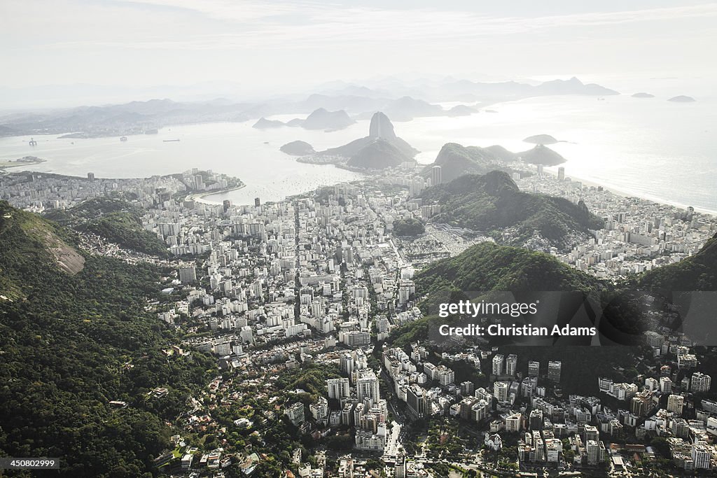 Sunny view onto Rio de Janeiro and Sugarloaf