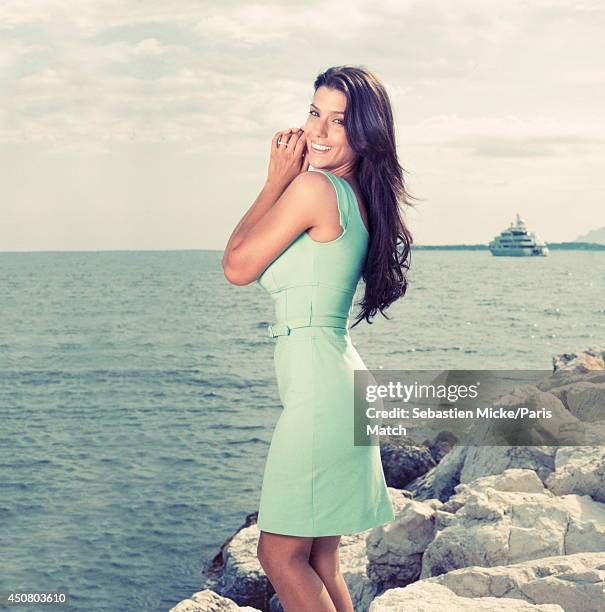 Model and the wife of the football player Bacary Sagna, Ludivine Sagna is photographed for Paris Match on June 01, 2014 in Cap Antibes, France.