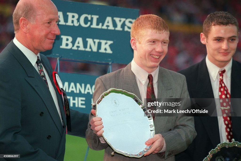 Bobby Charlton With Paul Scholes Manchester United FC 1993