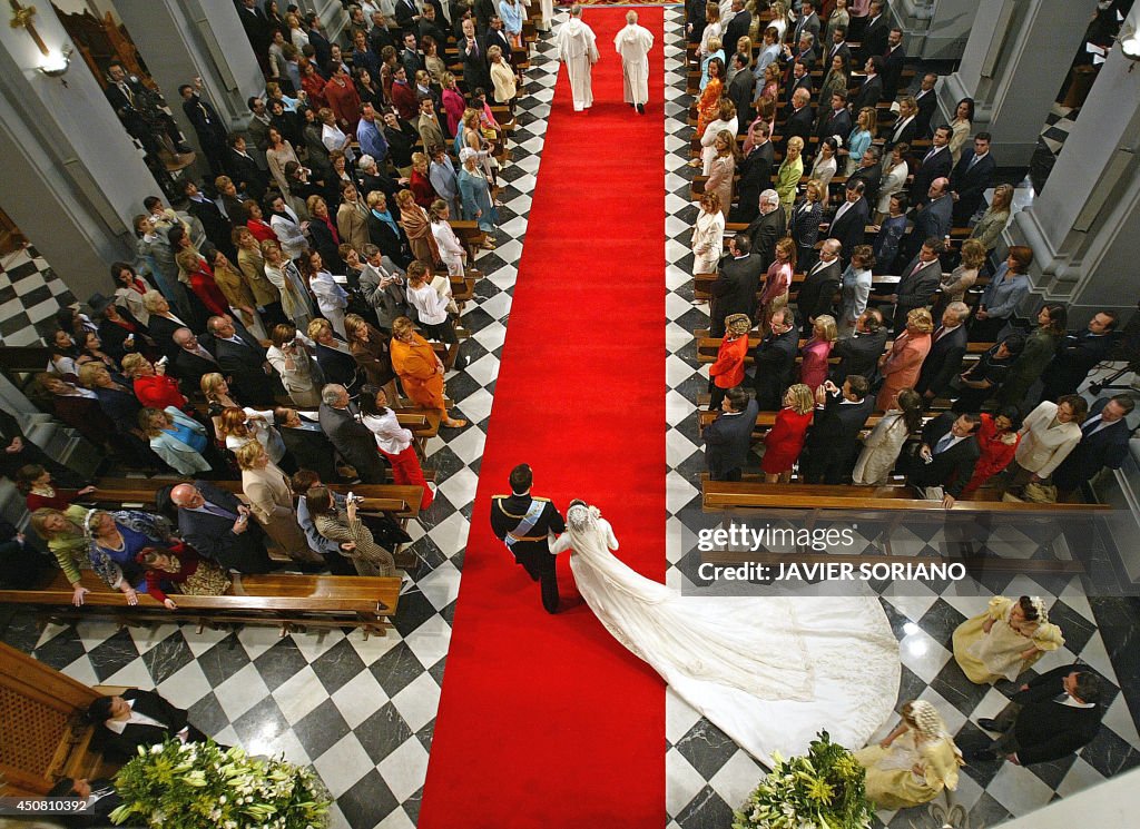 TOPSHOT-SPAIN-ROYALS-FELIPE-LETIZIA-BASILICA-ATOCHA-WEDDING