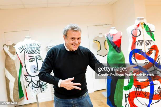 Stylist Jean-Charles de Castelbajac is photographed for Paris Match at his office Quai de Jemmapes on December 2, 2013 in Paris,France.
