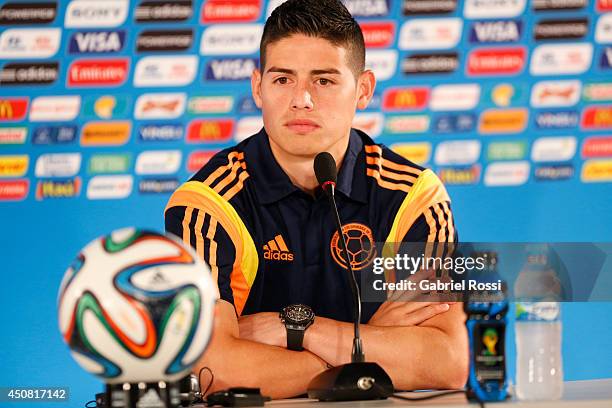 James Rodriguez of Colombia during the press conference ahead of the Group C match between Colombia and Cote D'Ivoire as part of FIFA World Cup 2014...