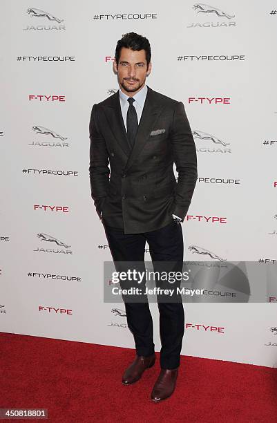 Model David Gandy arrives at the Jaguar F-TYPE Coupe launch party at Raleigh Studios Playa Vista on November 19, 2013 in Playa Vista, California.