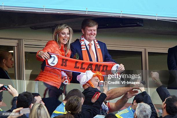 Queen Maxima of Holland, king Willem Alexander of Holland during the FIFA World Cup match between Australia and The Netherlands on June 18, 2014 at...