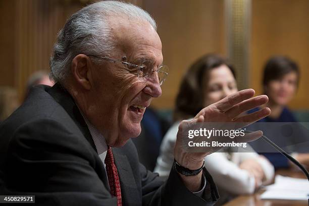 Former Senator Paul Sarbanes introduces Sarah Bloom Raskin, governor of the U.S. Federal Reserve and nominee to be deputy U.S. Treasury secretary,...