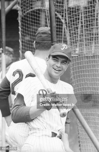 Philadelphia Phillies Johnny Callison during batting practice before game vs San Francisco Giants at Connie Mack Stadium. Philadelphia, PA 7/5/1964...